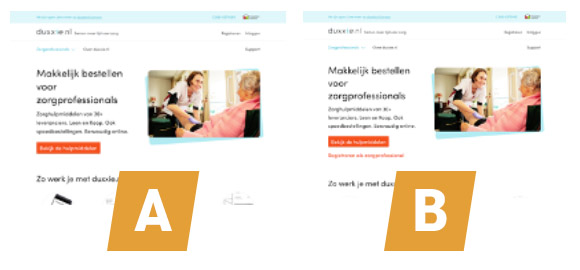 Secundaire call-to-action bij duxxie.nl