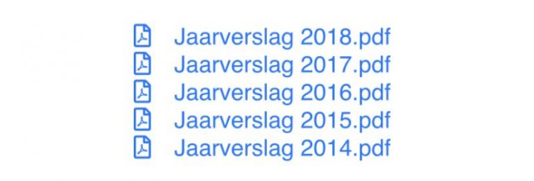 Rijtje downloads met jaarverslagen