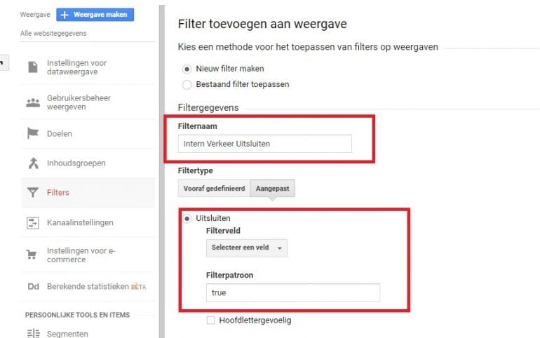Screenshot filter toevoegen