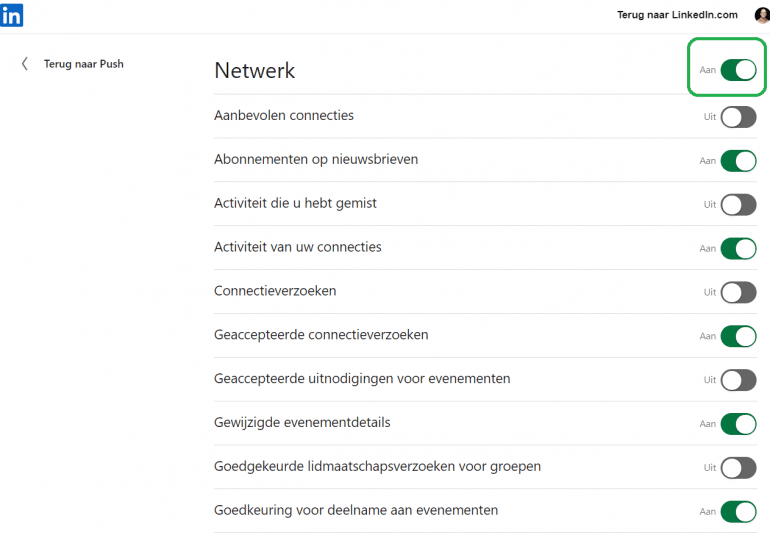 LinkedIn instellingen communicatie