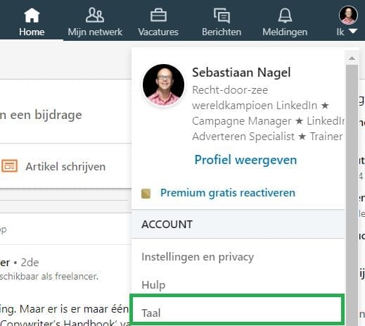 LinkedIn taal aanpassen