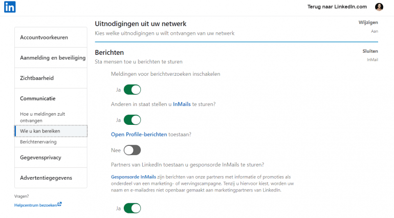 LinkedIn uitnodigingen