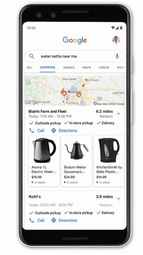 De near me functionaliteit in google, voor lokale marketing.