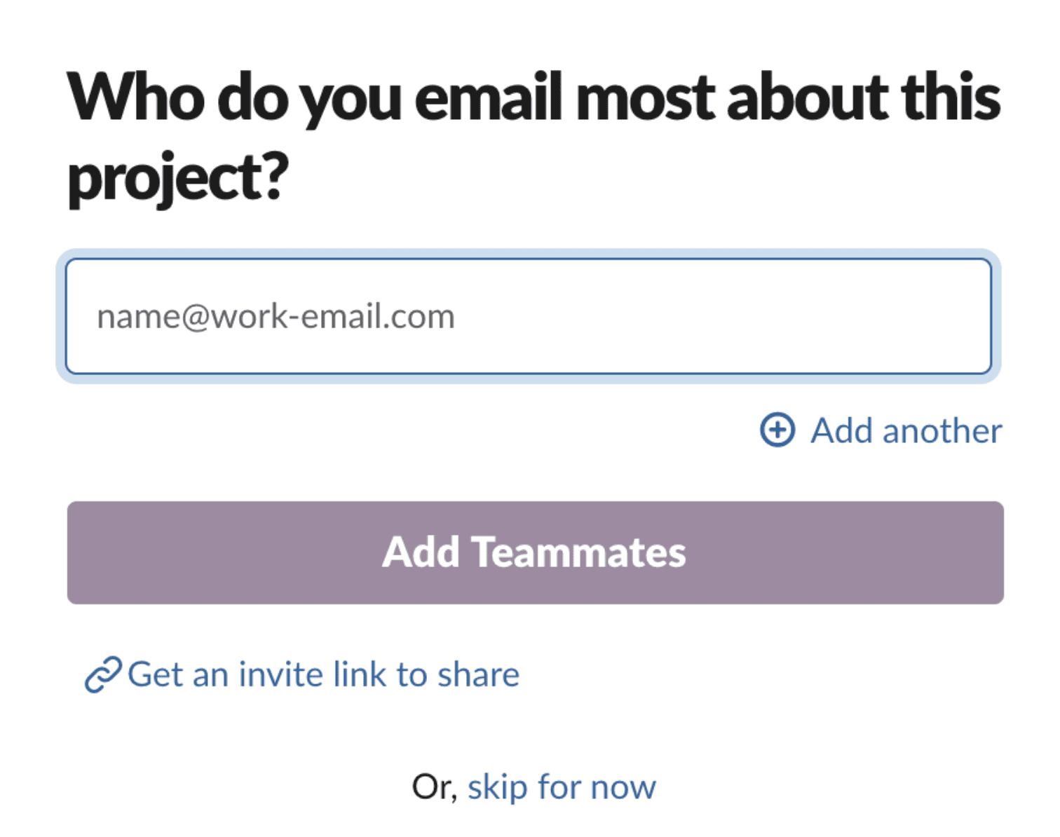 Voorbeeld Slack: skip for now