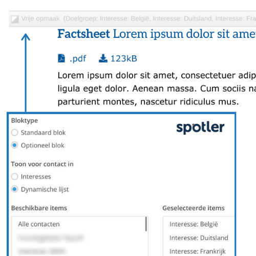 Dynamische blokken in Spotler