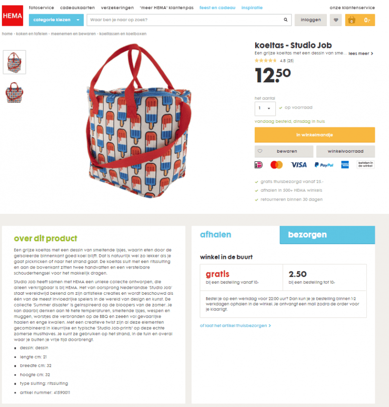 Producttekst HEMA-koeltas.