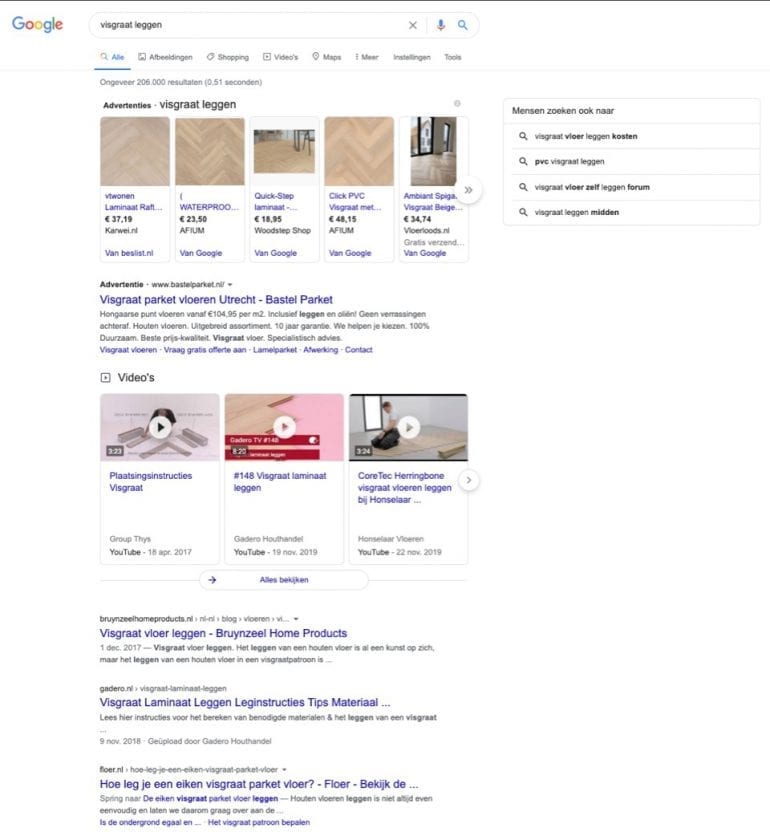 zoekintenties voorbeeld visgraatvloer