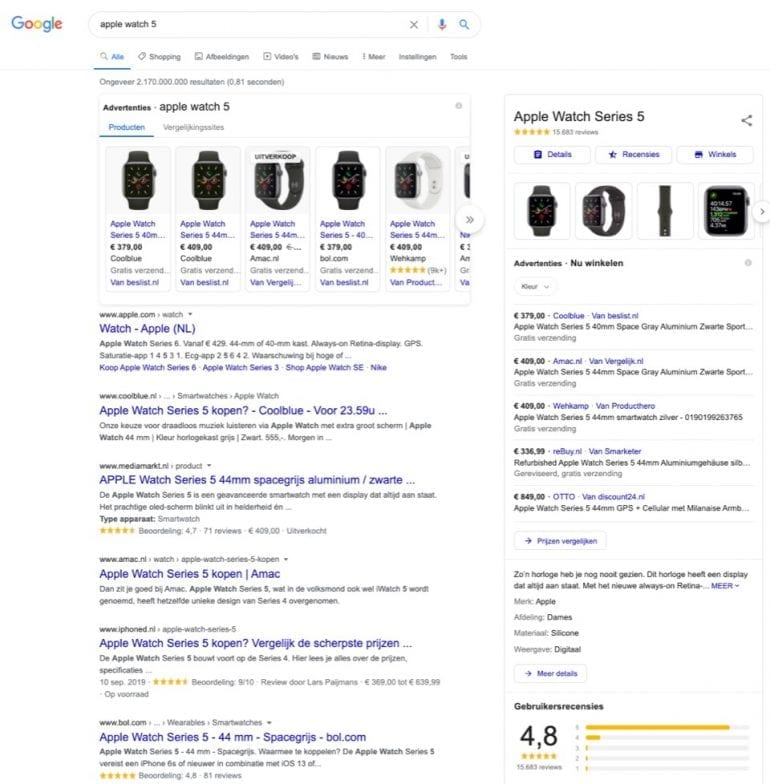 apple watch 5 SERP