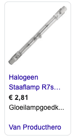 Voorbeeld zoekresultaat van halogeen staaflamp. 