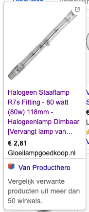 Uitgebreid zoekresultaat van halogeen staaflamp. 