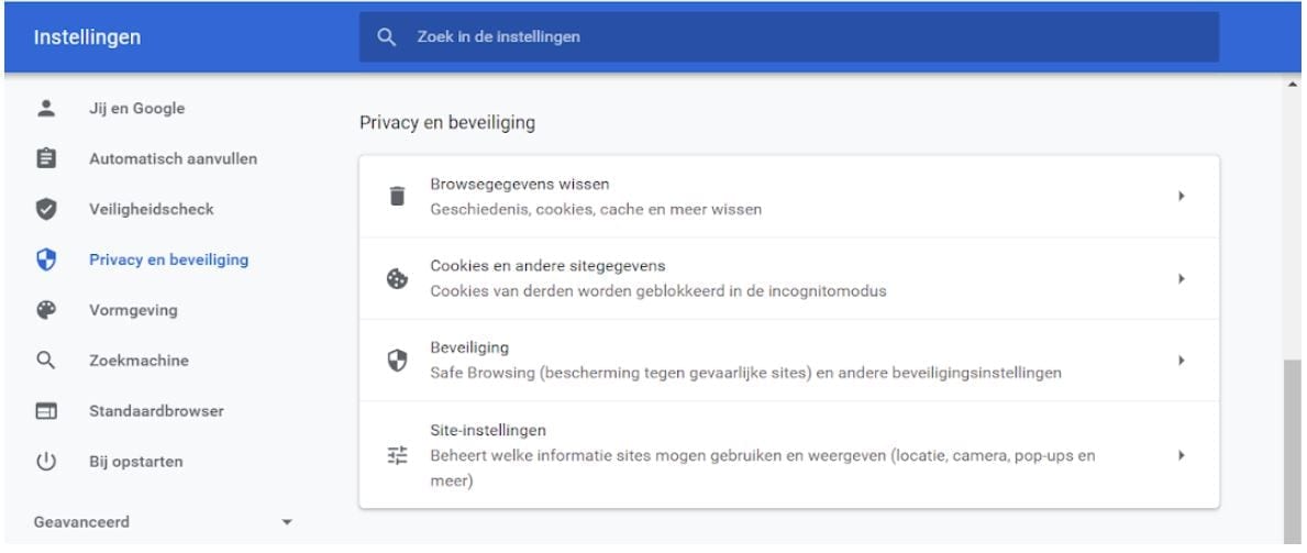 Notificaties uitzetten in Chrome.