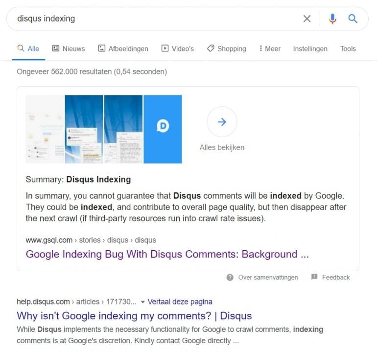 Web Stories 'Disqus Indexing'