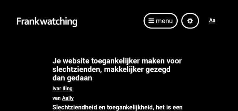 Hoog contrast, wit op zwart.