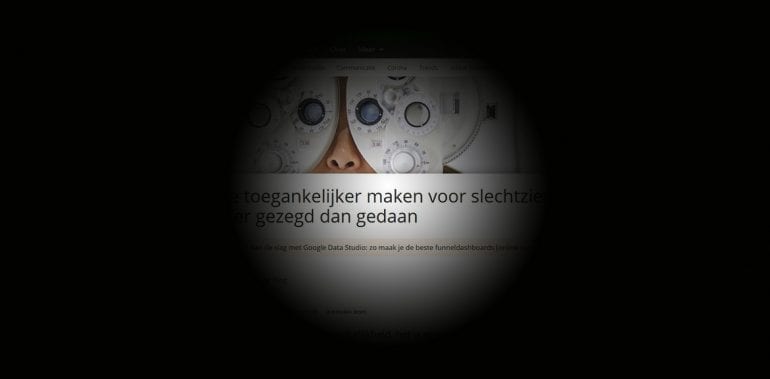 Zicht op de website met glaucoom