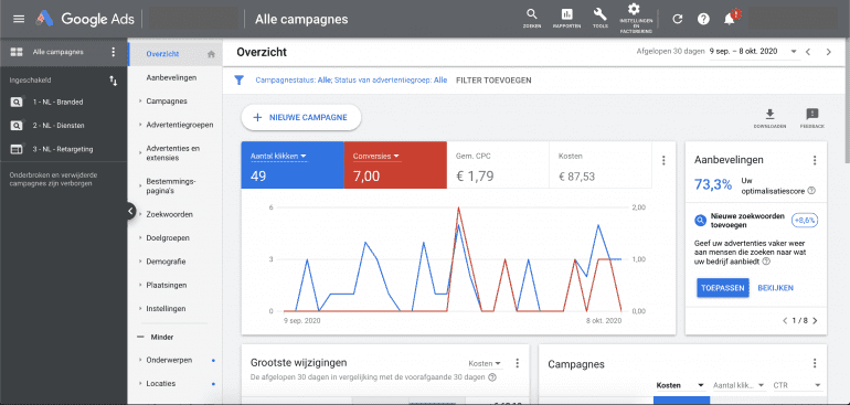 Nieuwe Google Ads interface