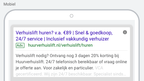 Voorbeeld van een Google Ad.