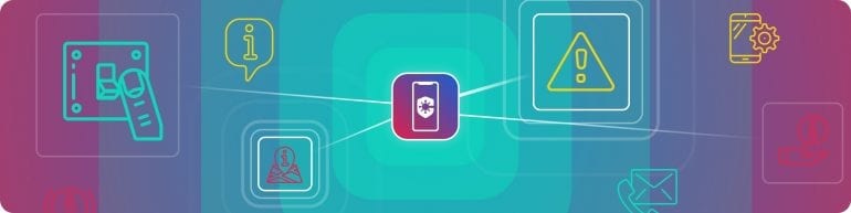 CoronaMelder illustratie: inzoomen op de app.
