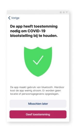 CoronaMelder toestemming geven.