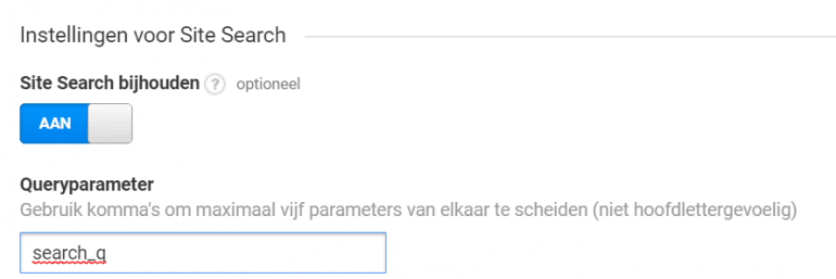 Voorbeeld van queryparameter in Google Analytics. 