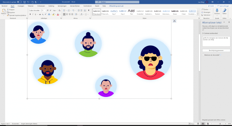 Scherm voor alternatieve tekst bij afbeeldingen in Word.