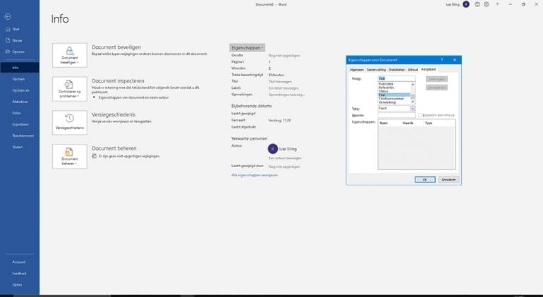 Scherm voor instellen van documenttaal in Word, zodat je het document toegankelijk maakt.