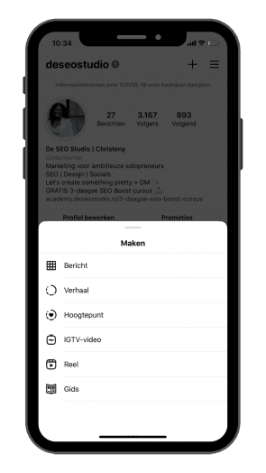 Instagram gids maken.
