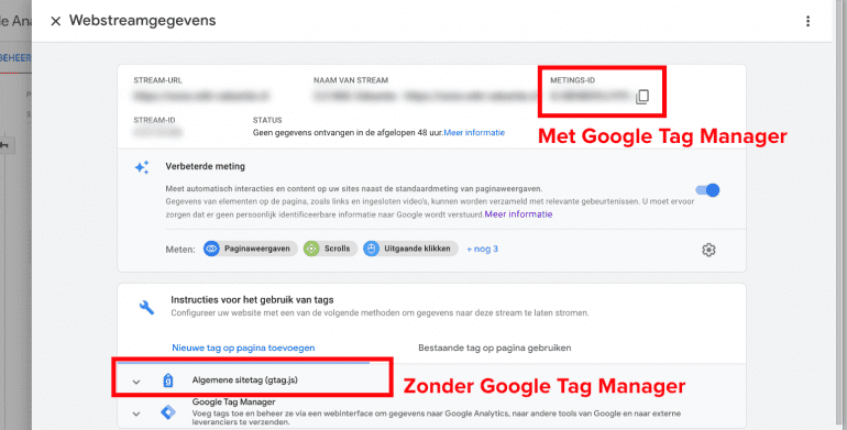 Screenshot: Webstreamgegevens van je GA4 property