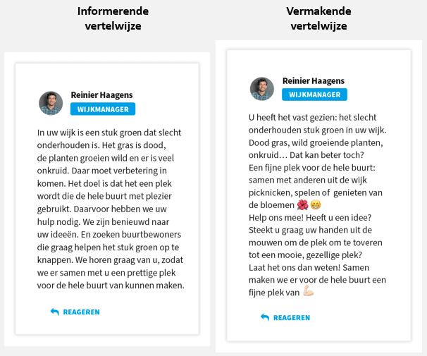Communicatie gemeente: informerende vs. vermakende vertelwijze