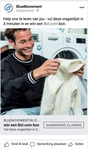 De advertentie om respondenten te lokken naar de vragenlijst.
