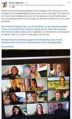 LinkedIn-post over een online training.