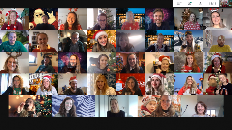 Online kerstborrel van Frankwtaching-team.