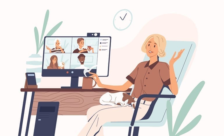 Illustratie van informele videocall vanuit huis.