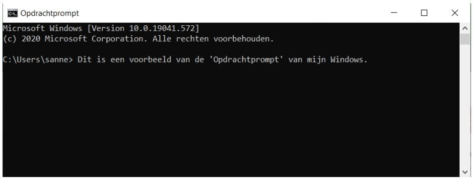 Een prompt van een Windows als voorbeeld voor artificial intelligence.