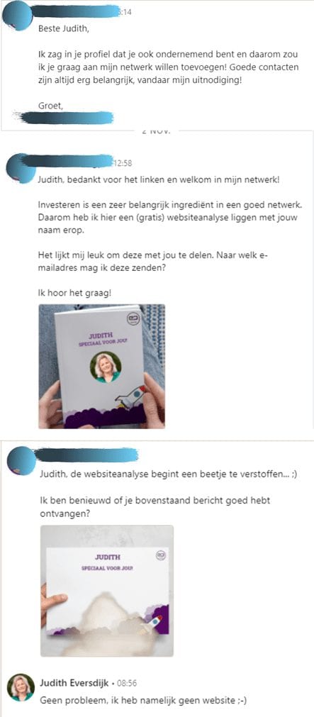 Een privébericht naar judith.