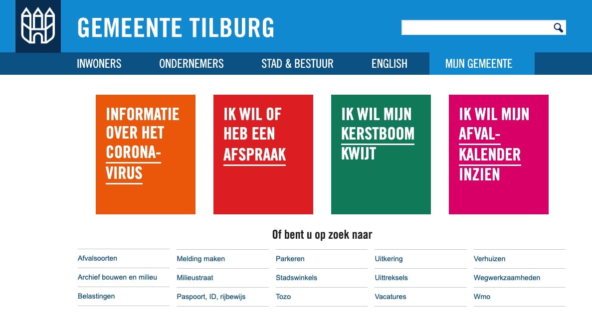 De menustructuur van een informatieve overheids-website.