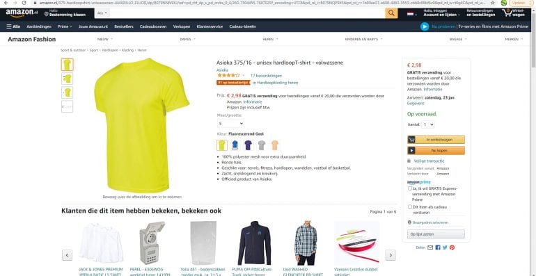 verkopen via Amazon, screenshot.