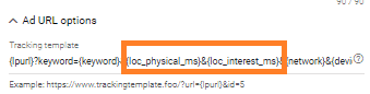 Screenshot locatie in Google Ads