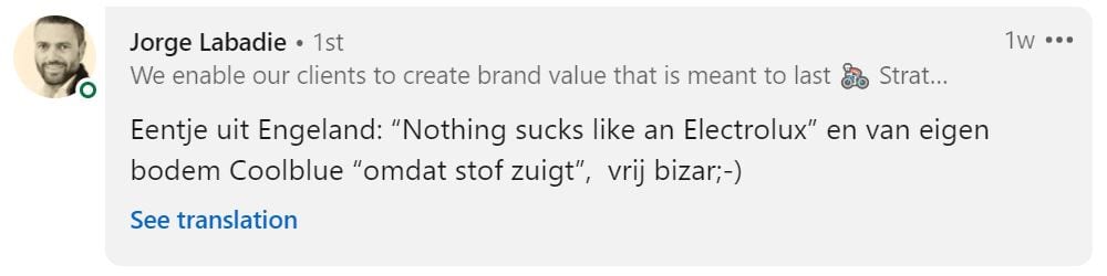 Een taal grap die Jorge Labadie doorstuurde via LinkedIn.