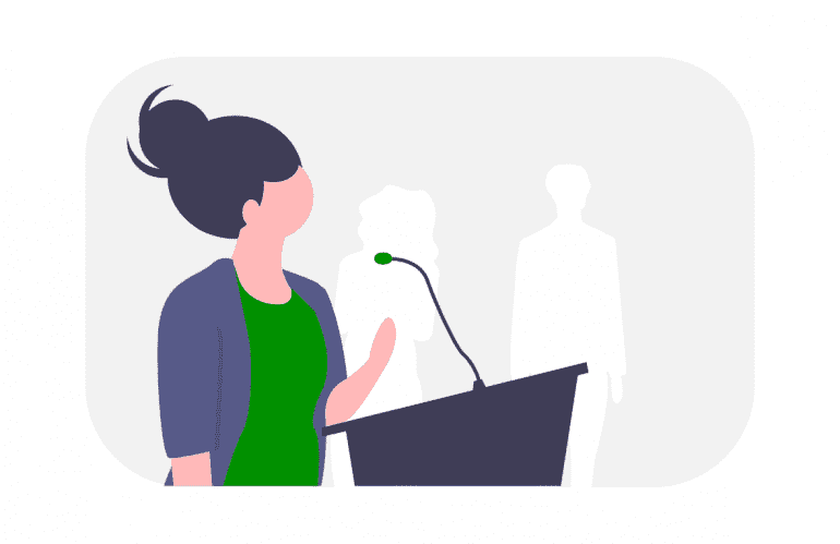 Illustratie van spreker bij event.