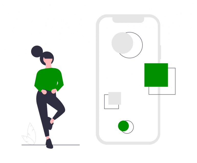 Illustratie van vrouw met telefoon-concept