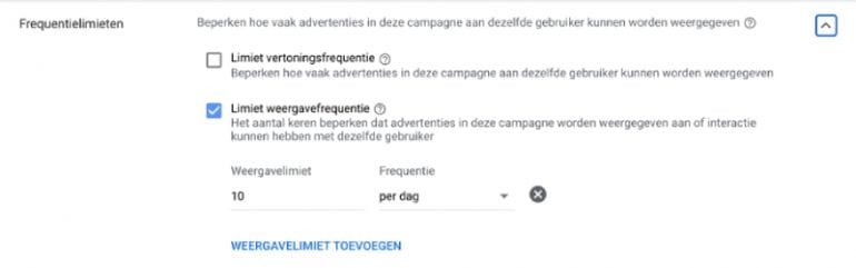 Adverteren YouTube frequentielimieten instellen
