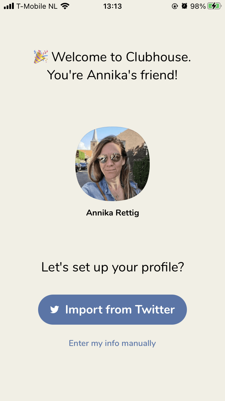 Screenshot van de invite.