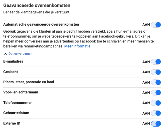 Auto Advanced Matching instellen