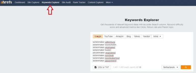 Ahrefs Bulk Keywords Explorer