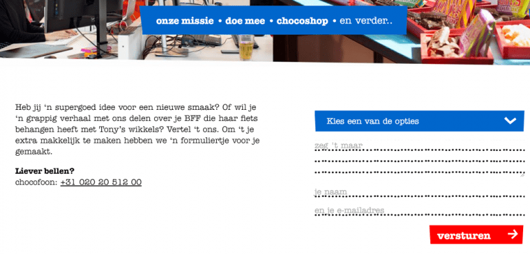 Contactpagina Tony Chocolonely