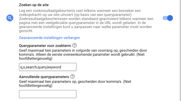 Parameter voor zoekterm GA4