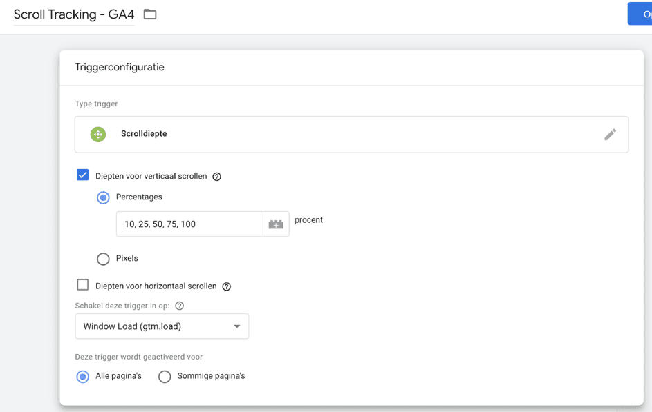 Scroll tracking GA4