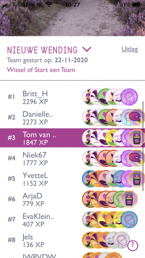 Screenshot van de app.