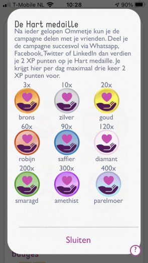 Screenshot van de Ommetje-app.
