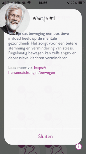 Screenshot van een weetje in de app.
